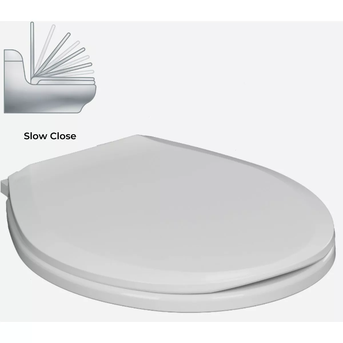 Centoco Round Closed Front White Plastic Toilet Seat with Slow Close - photo 2