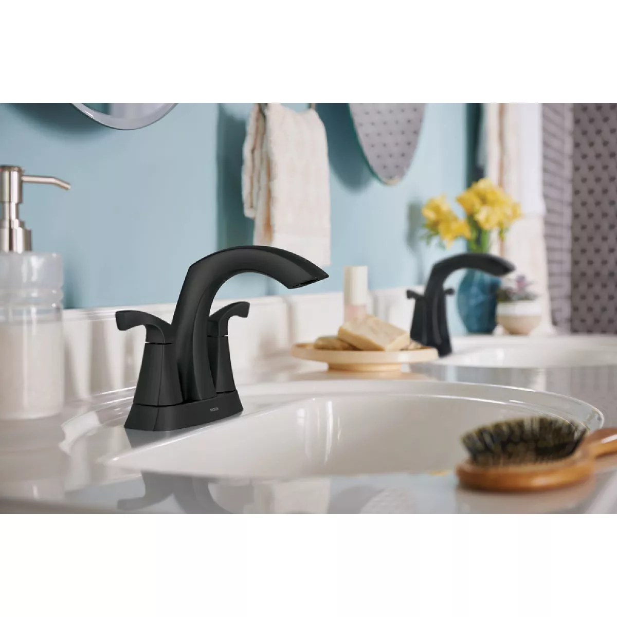 Moen Lindor 2-Handle Lever Centerset Bathroom Faucet, Matte Black - photo 2