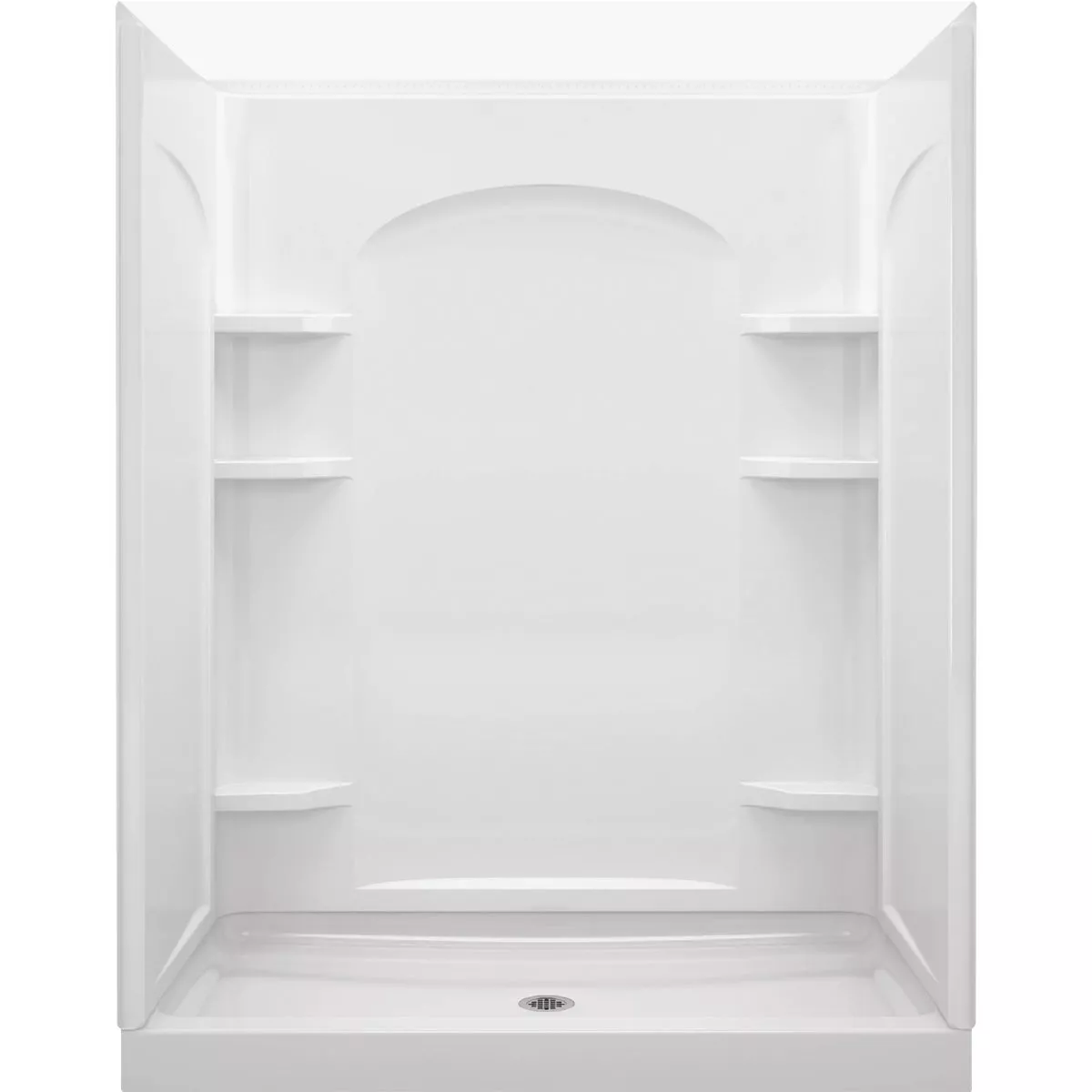 Sterling Ensemble 72-1/2 In. H. x 34 In. D. White Vikrell Curved Shower End Wall