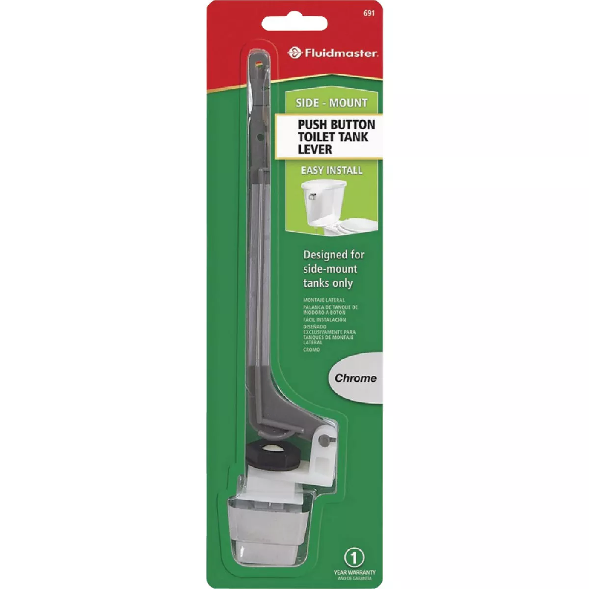 Fluidmaster Push Button Chrome Tank Lever with Plastic Arm - photo 4