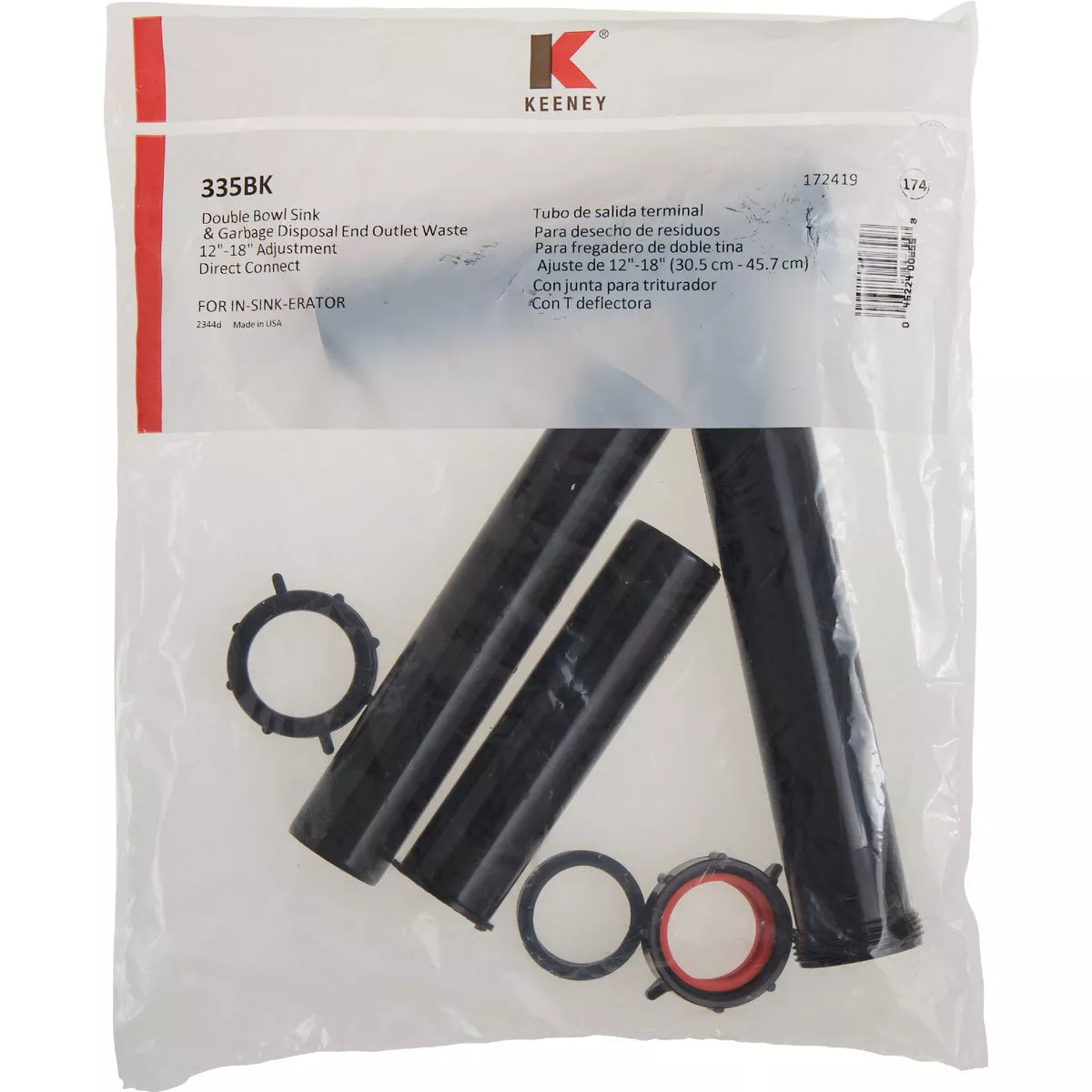 Keeney 1-1/2 In. Black Polypropylene Telescopic Disposer Drain Kit - photo 3