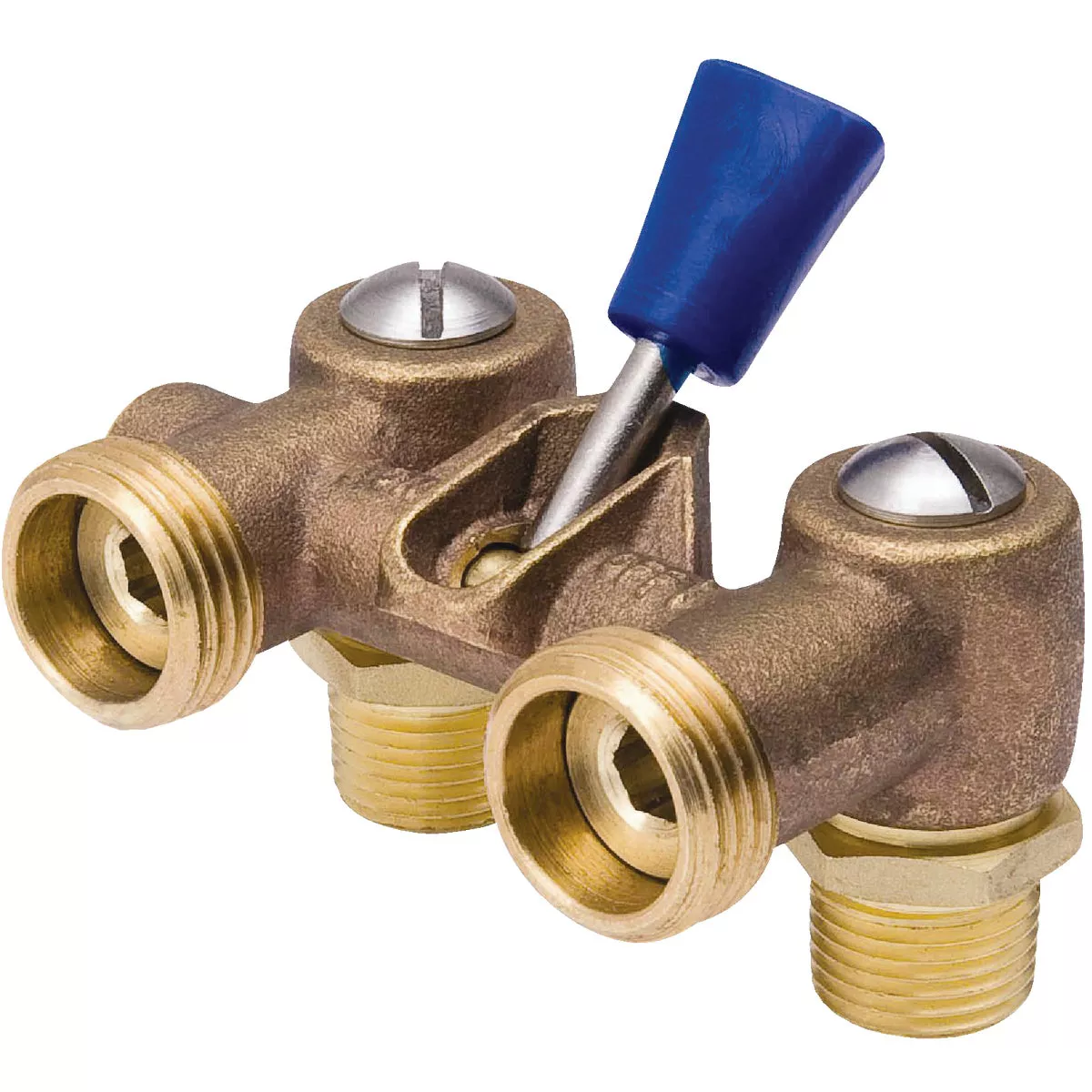 ProLine 1/2 In. MIP x 1/2 In. SWT x 3/4 In. MHT Dual Washing Machine Valve