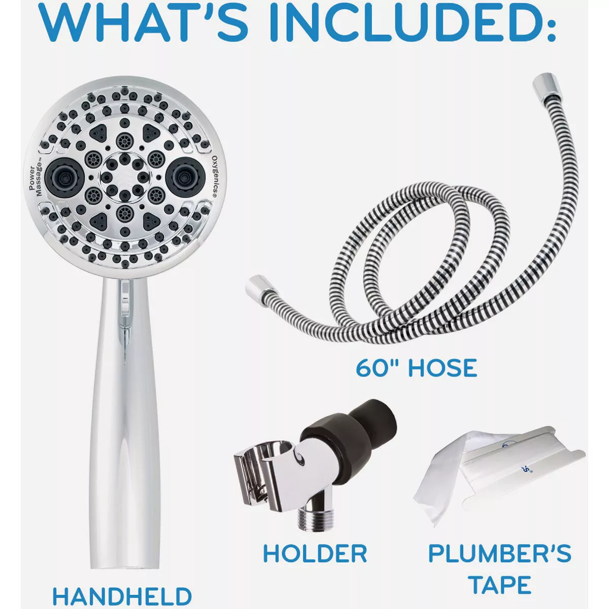 Oxygenics PowerMassage 5-Spray 1.75 GPM Handheld Showerhead, Chrome - photo 6