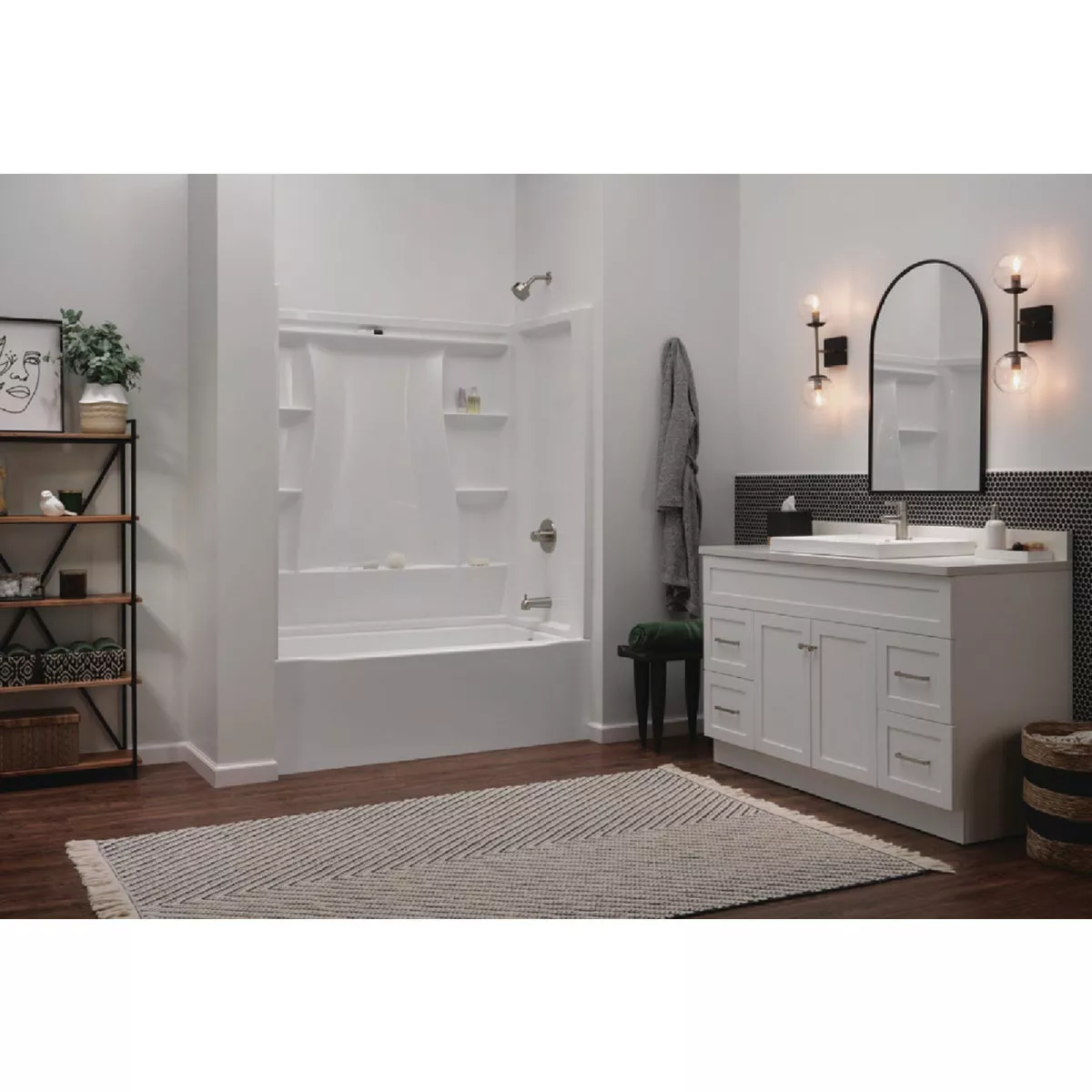 Delta Classic 500 60 In. L x 32 In. W Right Drain Rectangular Alcove Bathtub, White - photo 2
