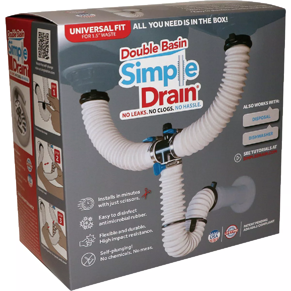 Simple Drain Double Basin Self-Plunging Sink Drain Trap Repair Kit - photo 5