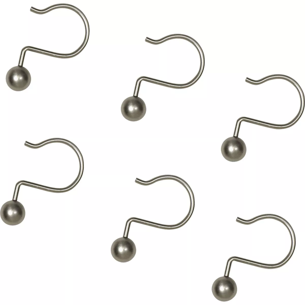Zenna Home Brushed Nicklel Aluminum Shower Shower Curtian Ball Hook (12-Count) - photo 3