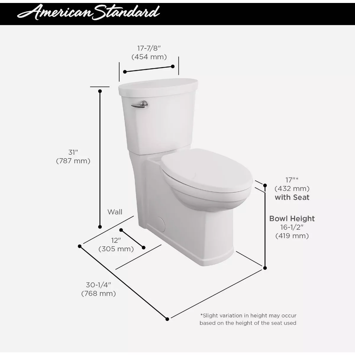 American Standard Cadet Decor White Chair Height Elongated Bowl 1.28 GPF Toilet - photo 5
