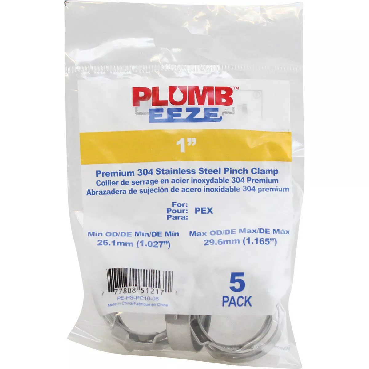 Plumbeeze 1 In. Stainless Steel PEX-B Pinch Clamp (5-Pack)