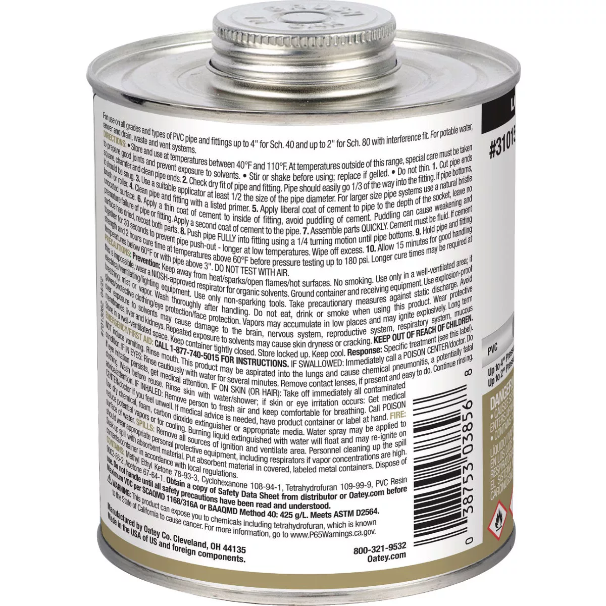 Oatey 32 Oz. Low Voc Regular Bodied Clear PVC Cement - photo 2