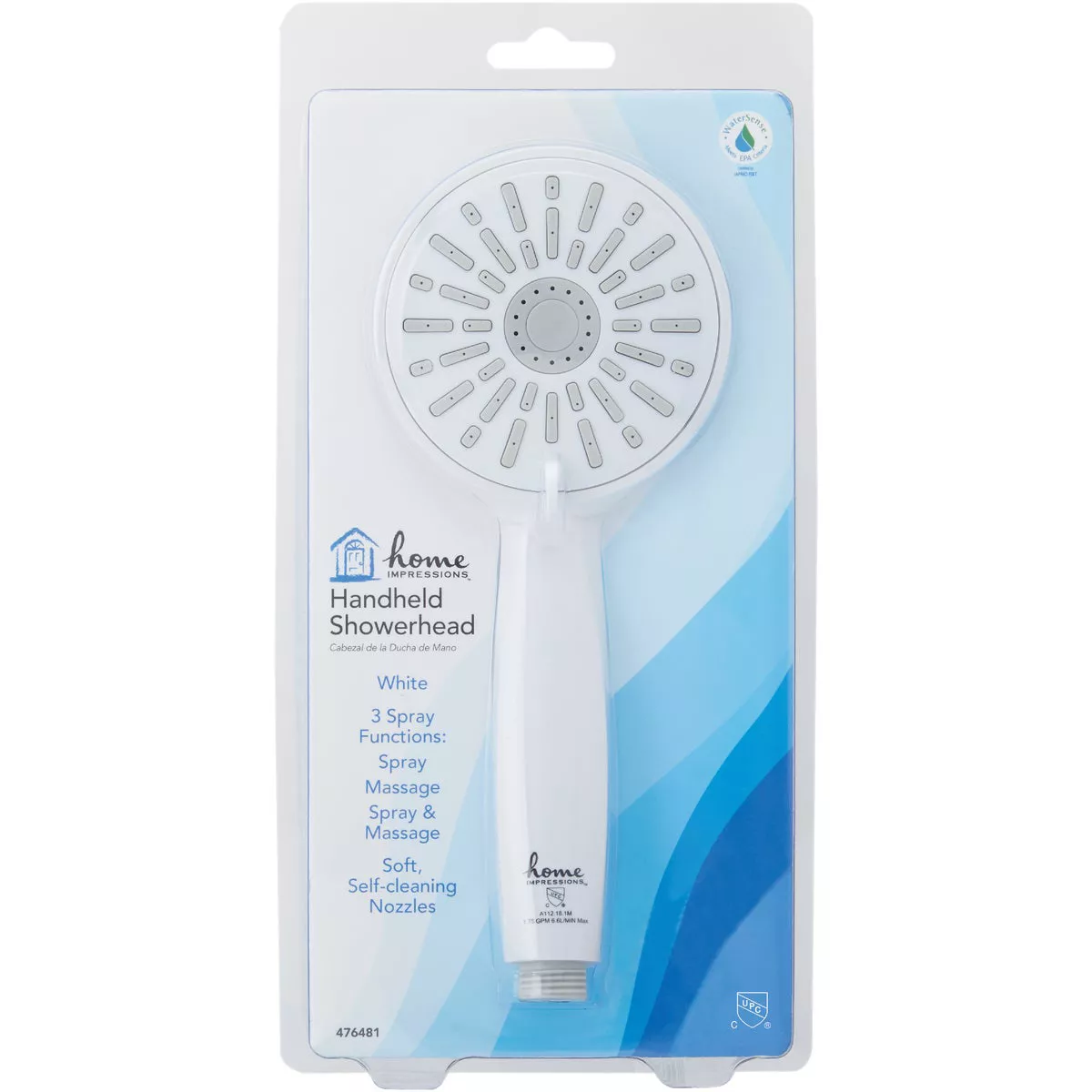 Home Impressions 3-Spray 1.8 GPM Handheld Shower Head, White - photo 2