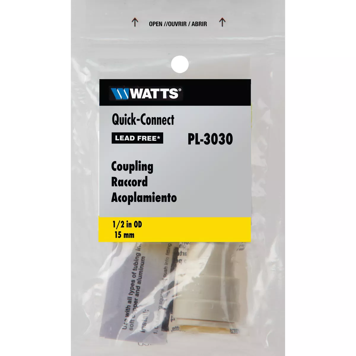 Watts Aqualock 1/2 In. x 1/2 In. Push-to-Connect Plastic Coupling - photo 2