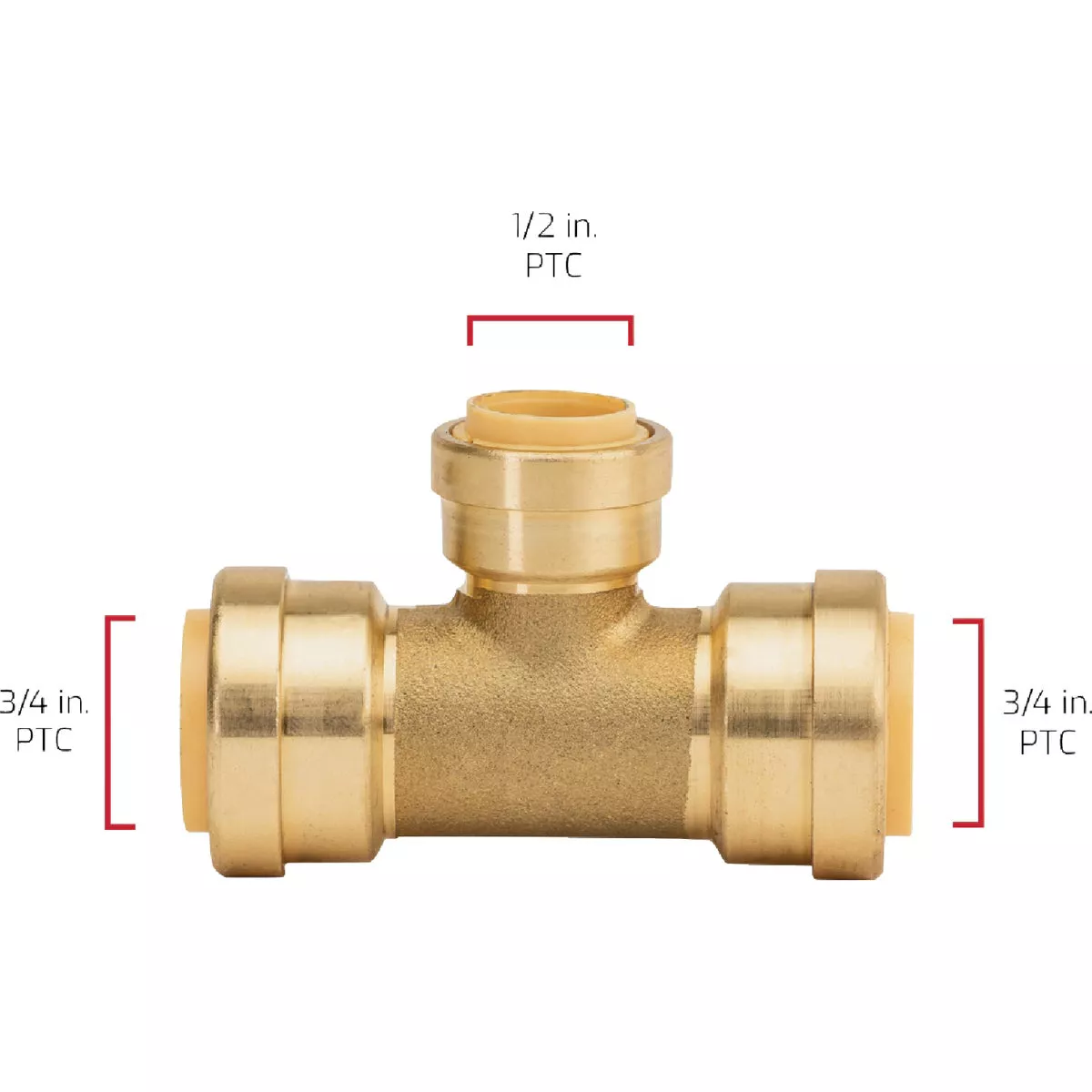 QuickFitting 3/4 In. x 3/4 In. x 1/2 In. Push-to-Connect Brass Reducing Tee - photo 6