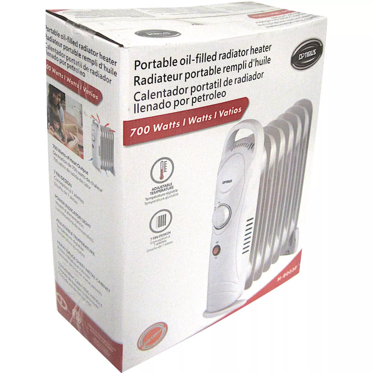Optimus 700W 120V Mini Oil Filled Radiator Heater - photo 4
