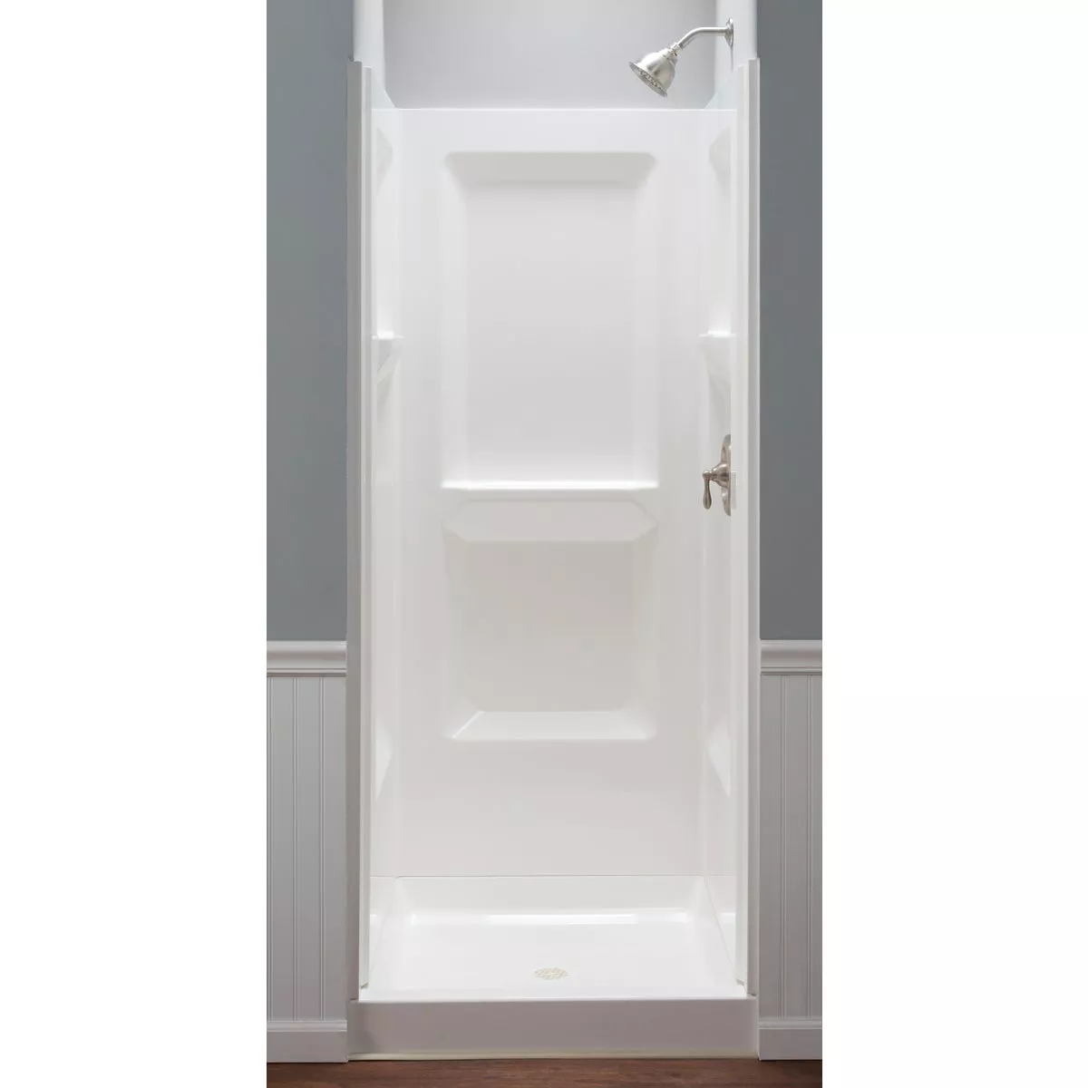 Mustee Durawal 32 In. x 73.25 In. x 32 In. Alcove Shower Wall Set in White (3-Piece)