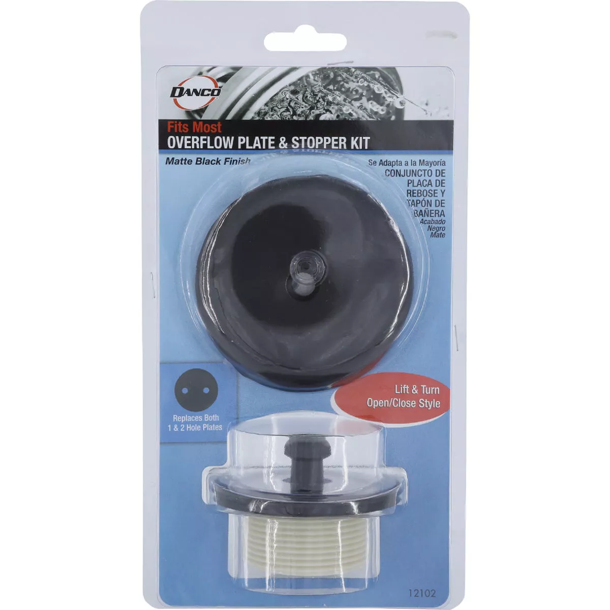 Danco Universal Matte Black Lift 'N Turn Tub Drain Trim Kit with Overflow - photo 2