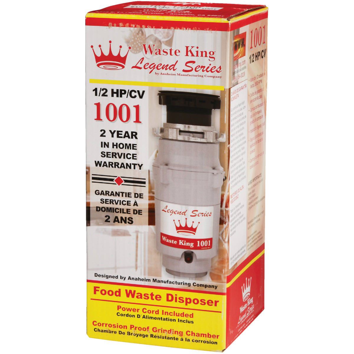 Waste King Legend Series 1/2 HP Garbage Disposer, 2 Year Warranty Do