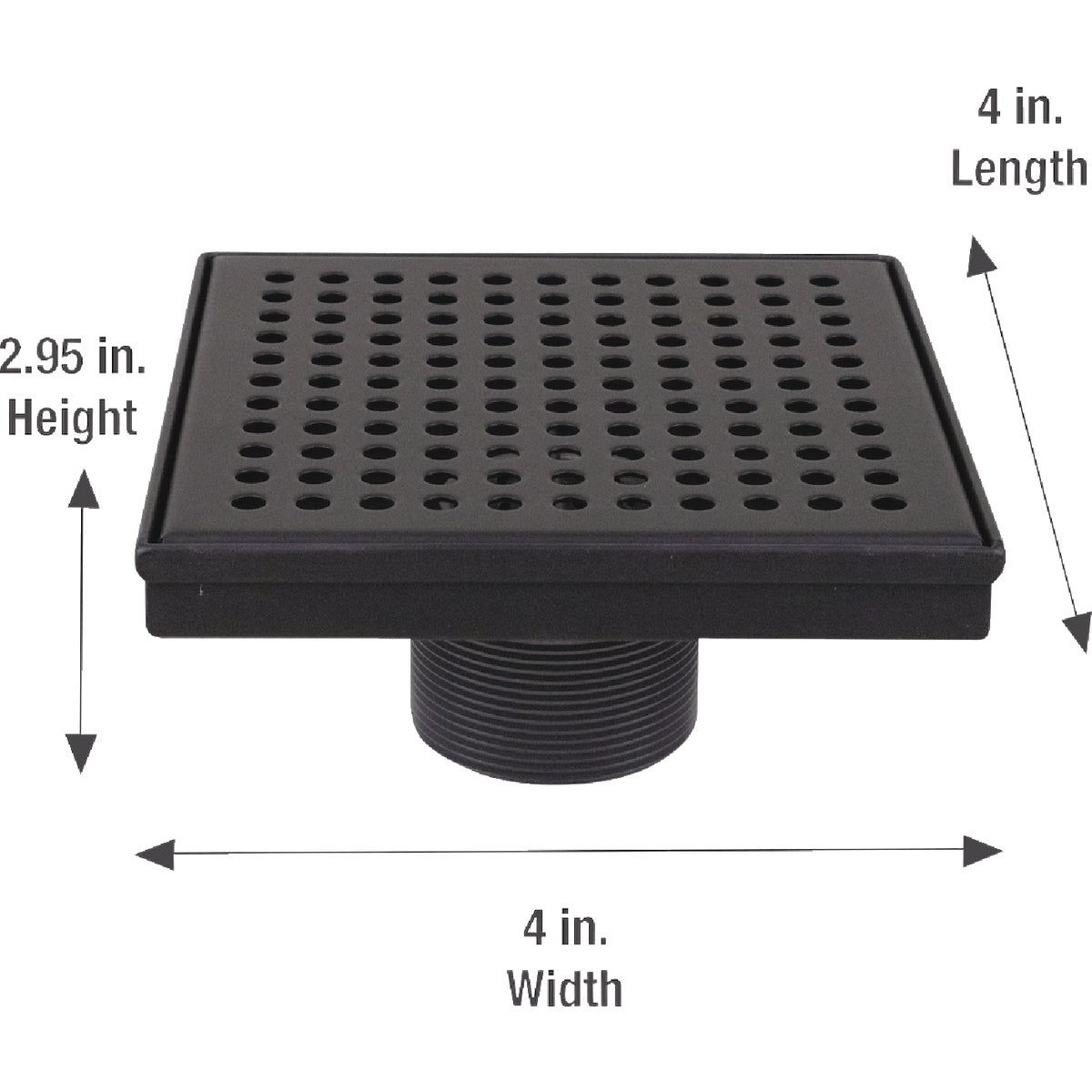 OATEY Designline 4 in. x 4 in. Stainless Steel Square Shower Drain with  Square Pattern Drain Cover in Matte Black