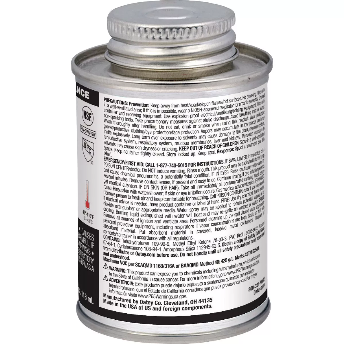 Oatey 4 Oz. Low Voc Medium Bodied Clear PVC Cement - photo 3