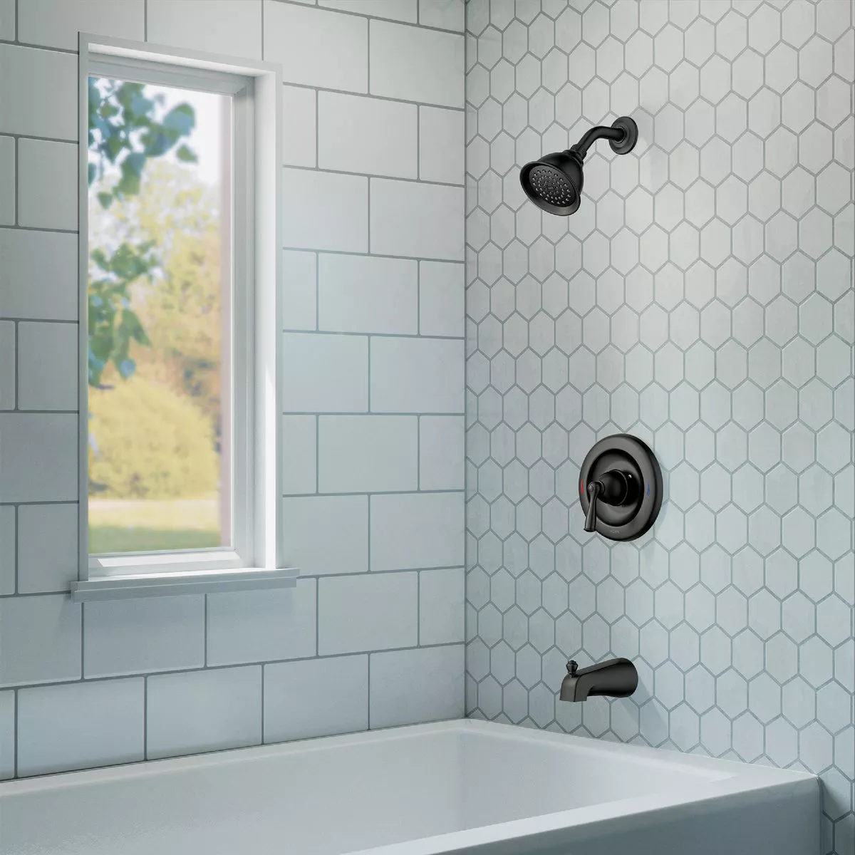 Moen Banbury Posi-Temp 1-Handle Lever Tub and Shower Faucet, Matte Black - photo 2