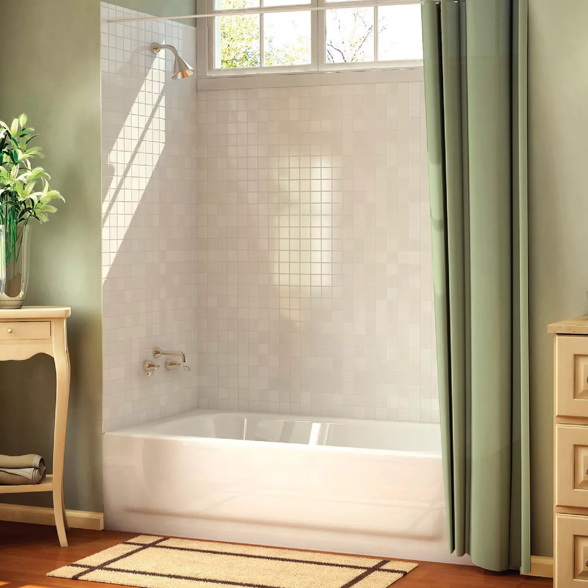 Bootz Aloha 60 In. L x 30 In. W x 14-1/4 In. D Porcelain Enamel Alcove Left Drain Bathtub in White - photo 4