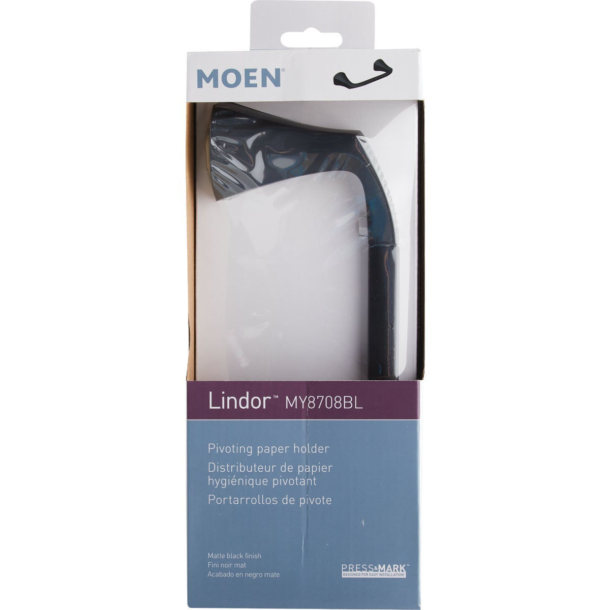 Moen Lindor Wall Mount Pivoting Toilet Paper Holder, Matte Black Do it Best