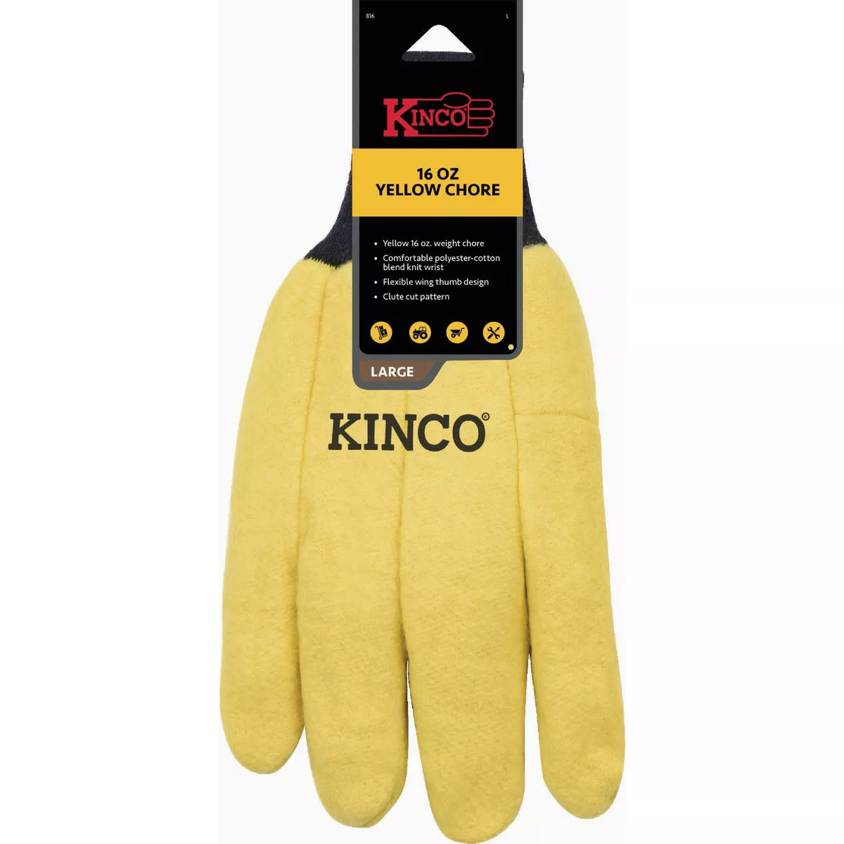 Kinco Men's Large 16 Oz. Yellow Chore Glove-