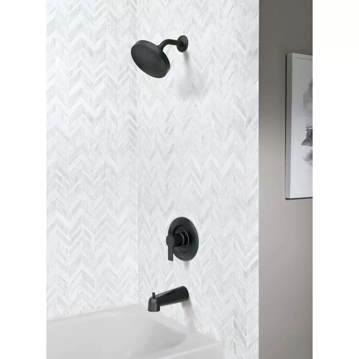 Moen Rinza Posi-Temp 1-Handle Lever Tub & Shower Faucet, Matte Black - photo 2
