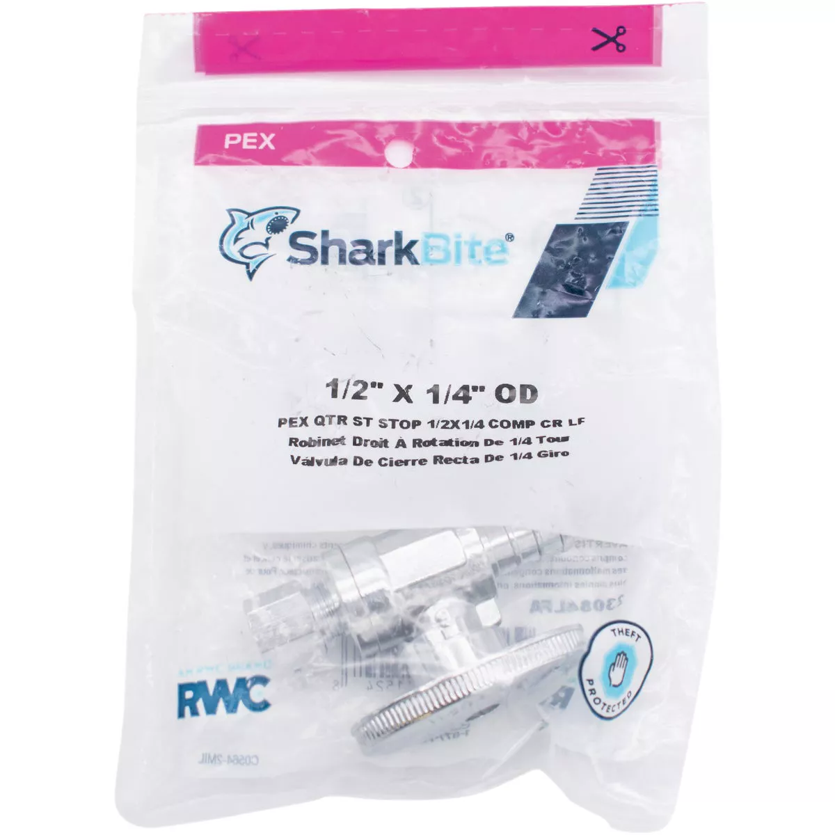 SharkBite 1/2 In. Barb x 1/4 In. Compression PEX-B Quarter Turn Stop Straight Valve - photo 2