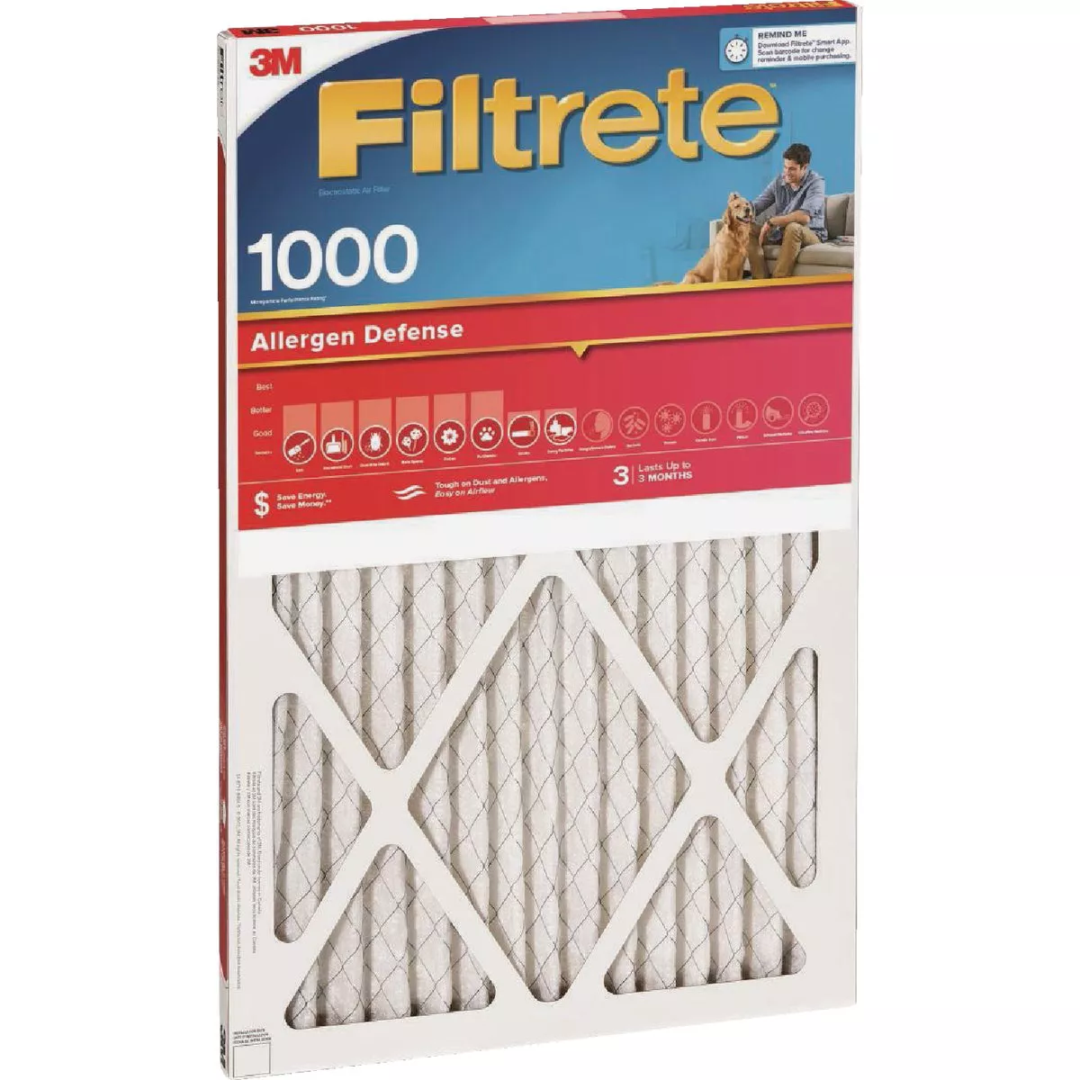 Filtrete 20 In. x 24 In. x 1 In. 1000 MPR Allergen Defense Furnace ...