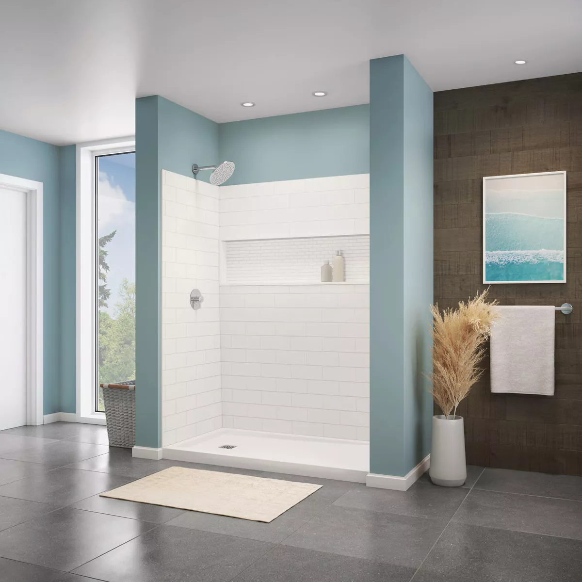 Bootz NexTile 6032 60 In. x 74 In. x 32 In. Direct-to-Stud Shower Wall Kit in White (4-Piece) - photo 4