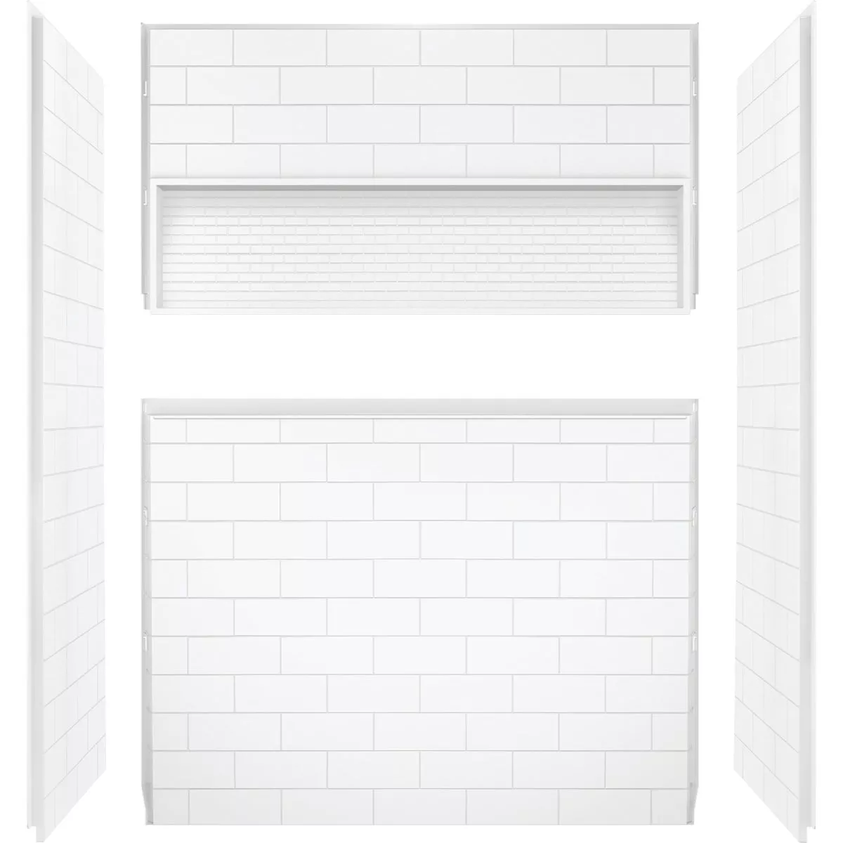 Bootz NexTile 6032 60 In. x 74 In. x 32 In. Direct-to-Stud Shower Wall Kit in White (4-Piece) - photo 2