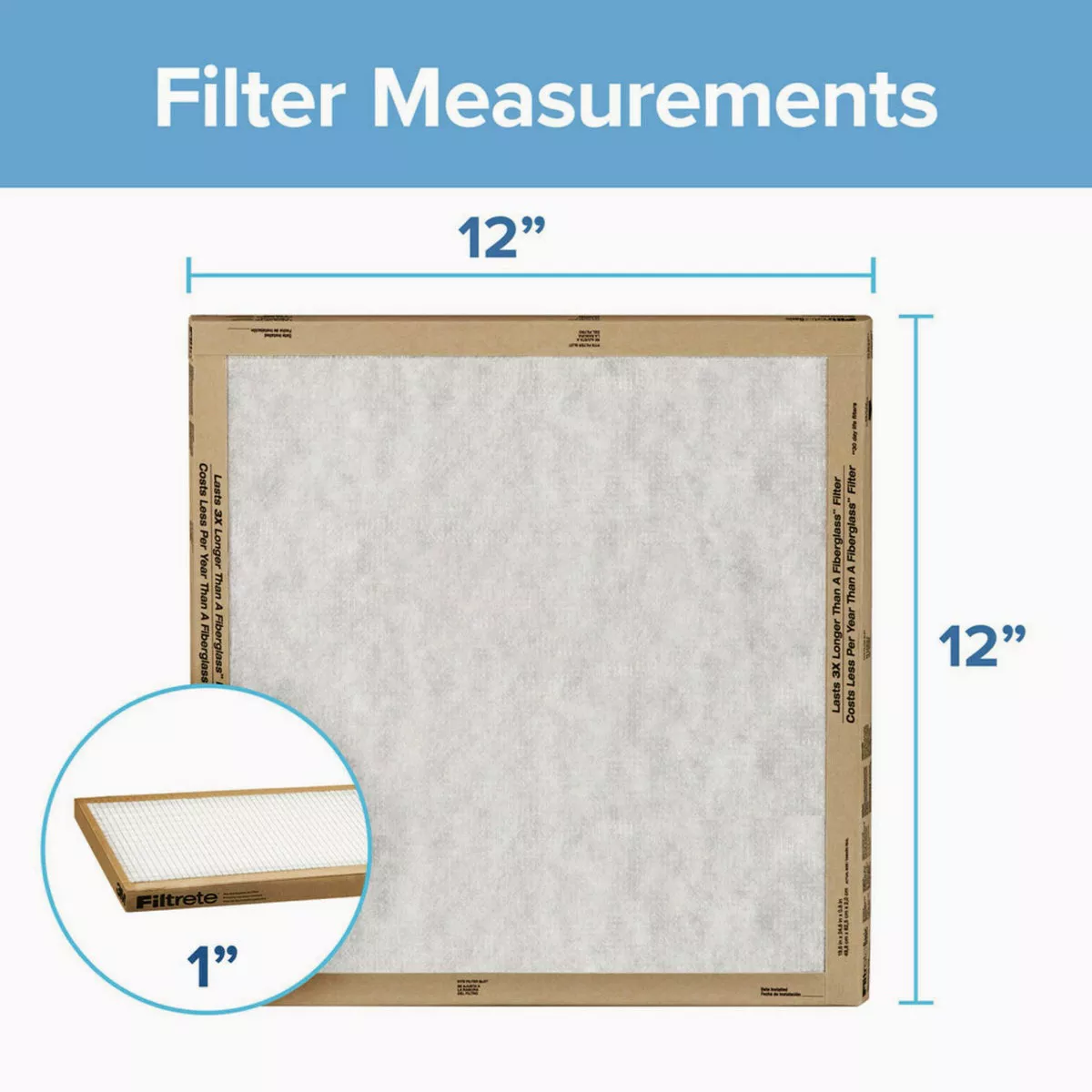 Filtrete 12 In. x 12 In. x 1 In. Basic MPR Flat Panel Furnace Filter, MERV 2 (2-Pack) - photo 2