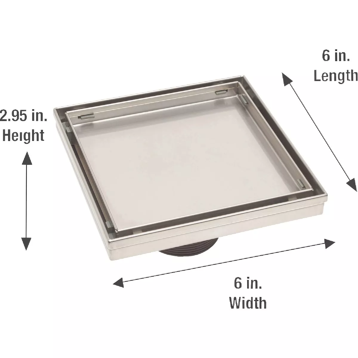 B&K 6 In. Square Shower Drain Tile-In Grate Pattern Brushed Nickel - photo 3