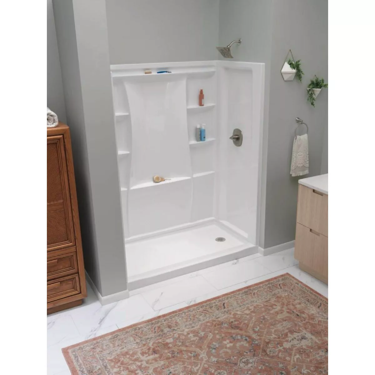 Delta Classic 500 60 In. x 32 In. Right Drain Shower Pan, White - photo 2