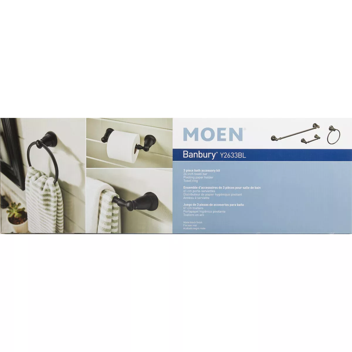 Moen Banbury 3-Piece Bath Hardware Set, Matte Black - photo 3