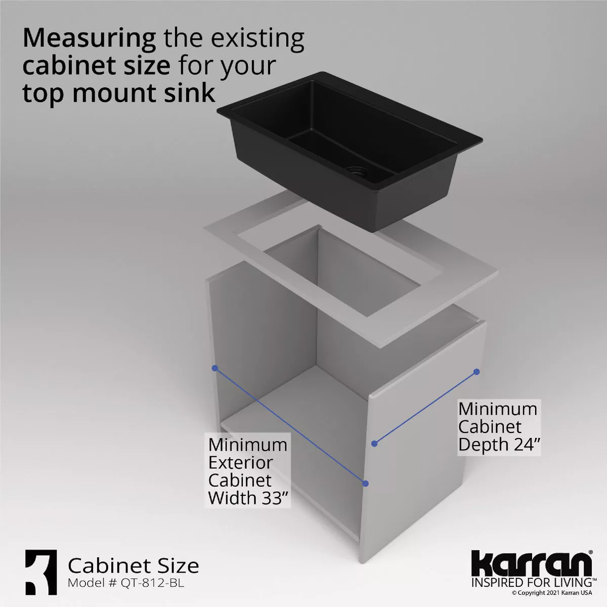 Karran 33 In. x 22 In. Black Quartz Drop-In Single Bowl Kitchen Sink - photo 6