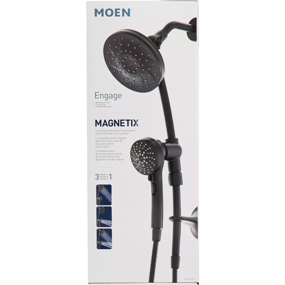 Moen 6-Function Matte Black 6-1/2 In. Dia. Spray Head Hand Shower - photo 2