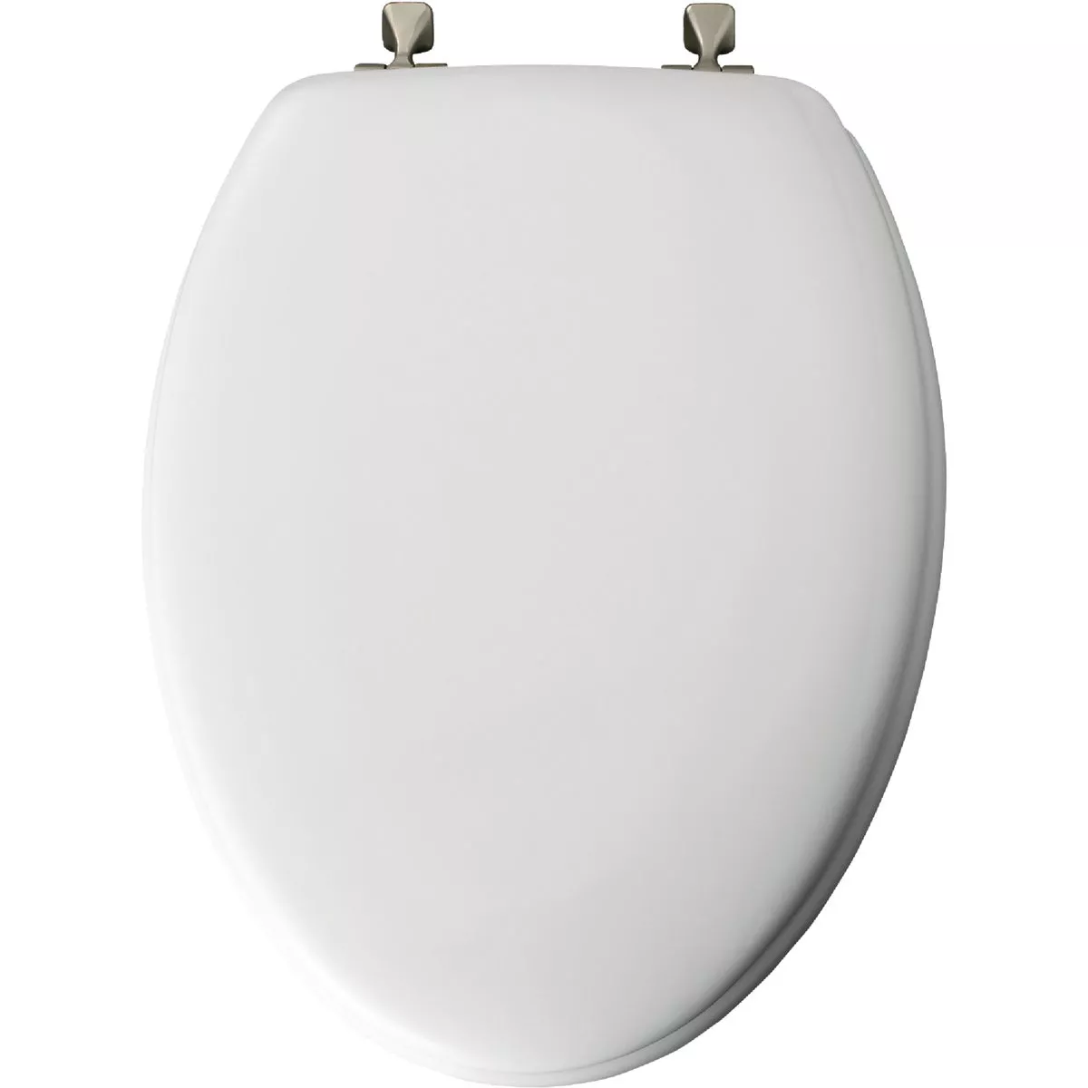 Bemis Mayfair Elongated Closed Front White Wood Toilet Seat with Brushed Nickel Hinges - photo 2