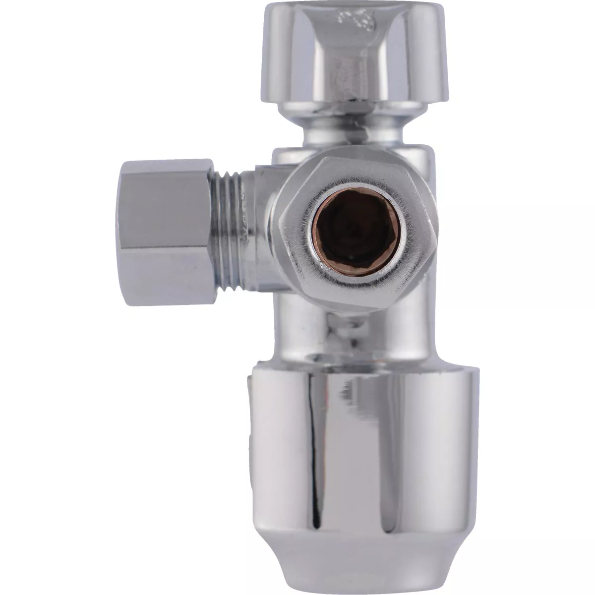 SharkBite 1/2 in. Push-to-Connect x 3/8 in. OD Compression x 3/8 in. OD Compression Chrome-Plated Brass Dual Stop Quarter Turn Angle Valve - photo 3