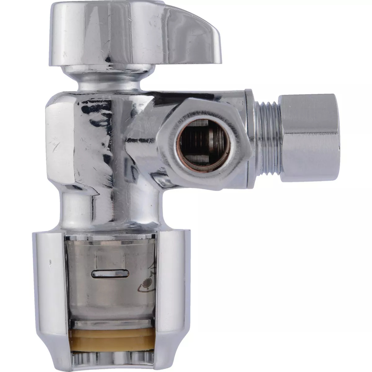 SharkBite 1/2 in. Push-to-Connect x 3/8 in. OD Compression x 3/8 in. OD Compression Chrome-Plated Brass Dual Stop Quarter Turn Angle Valve - photo 4