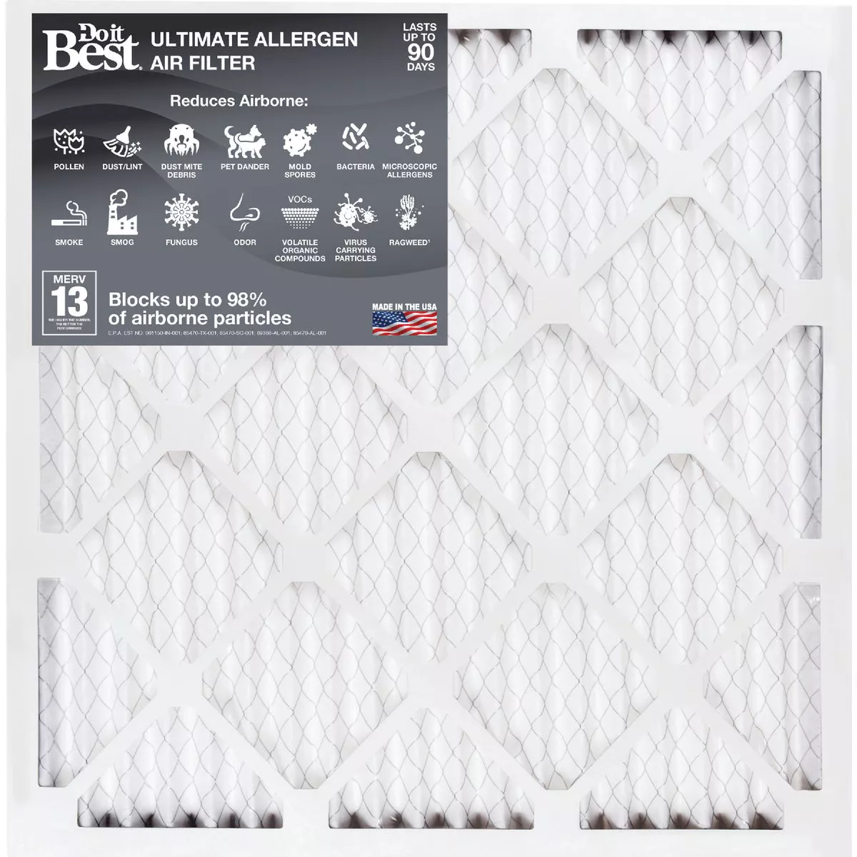 Do it Best 16 In. x 20 In. x 1 In. MERV 13 Furnace Filter