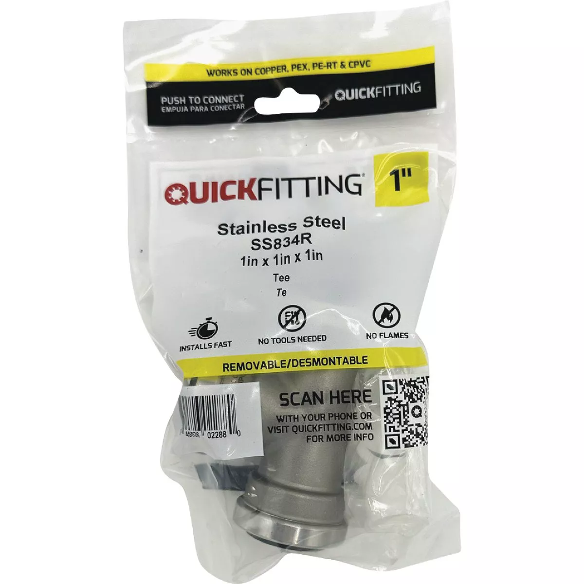 QuickFitting 1 In. x 1 In. x 1 In. Push-to-Connect Stainless Steel Tee - photo 3