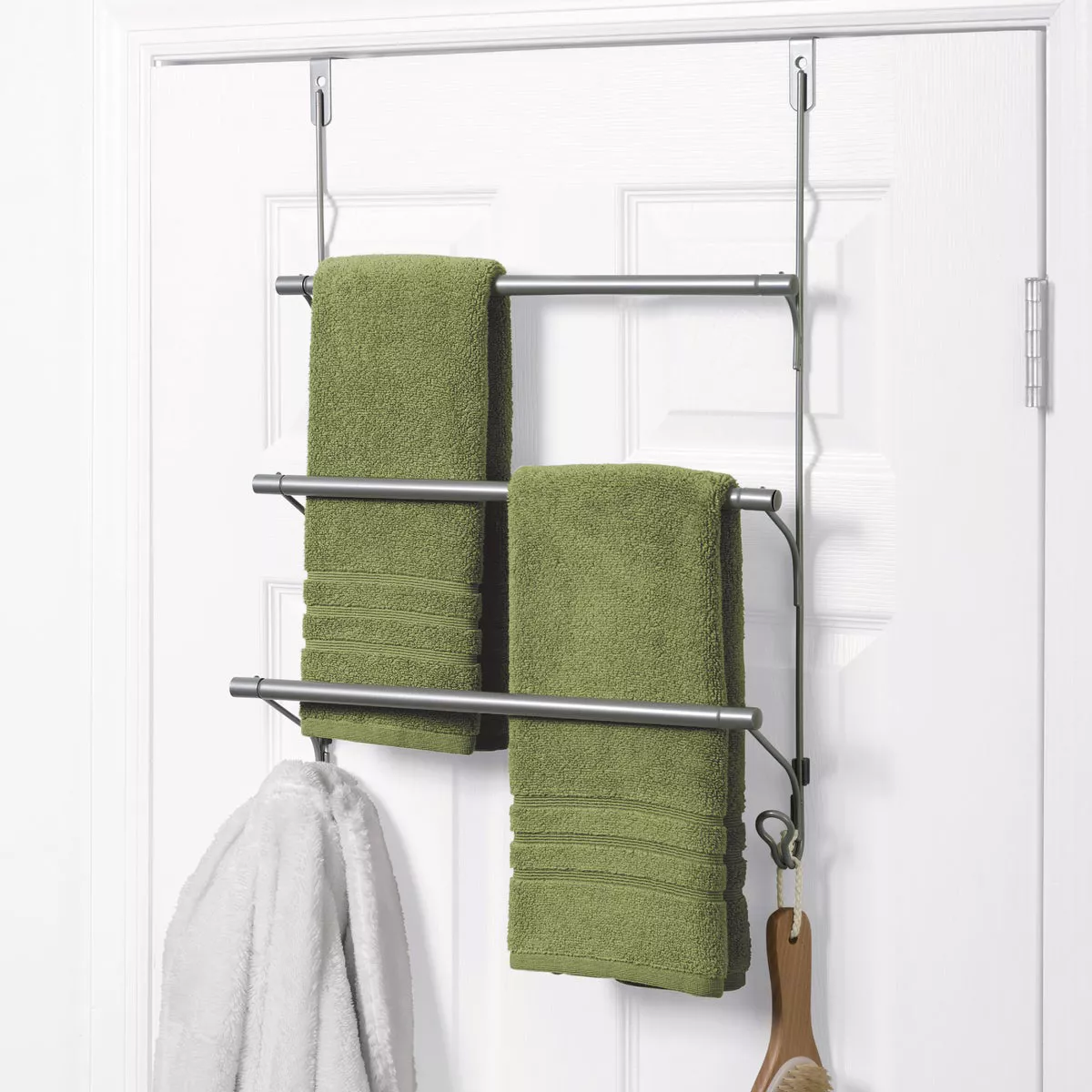 Zenna Home Satin Nickel 3 Tier Over-the-Door Towel Bar - photo 3