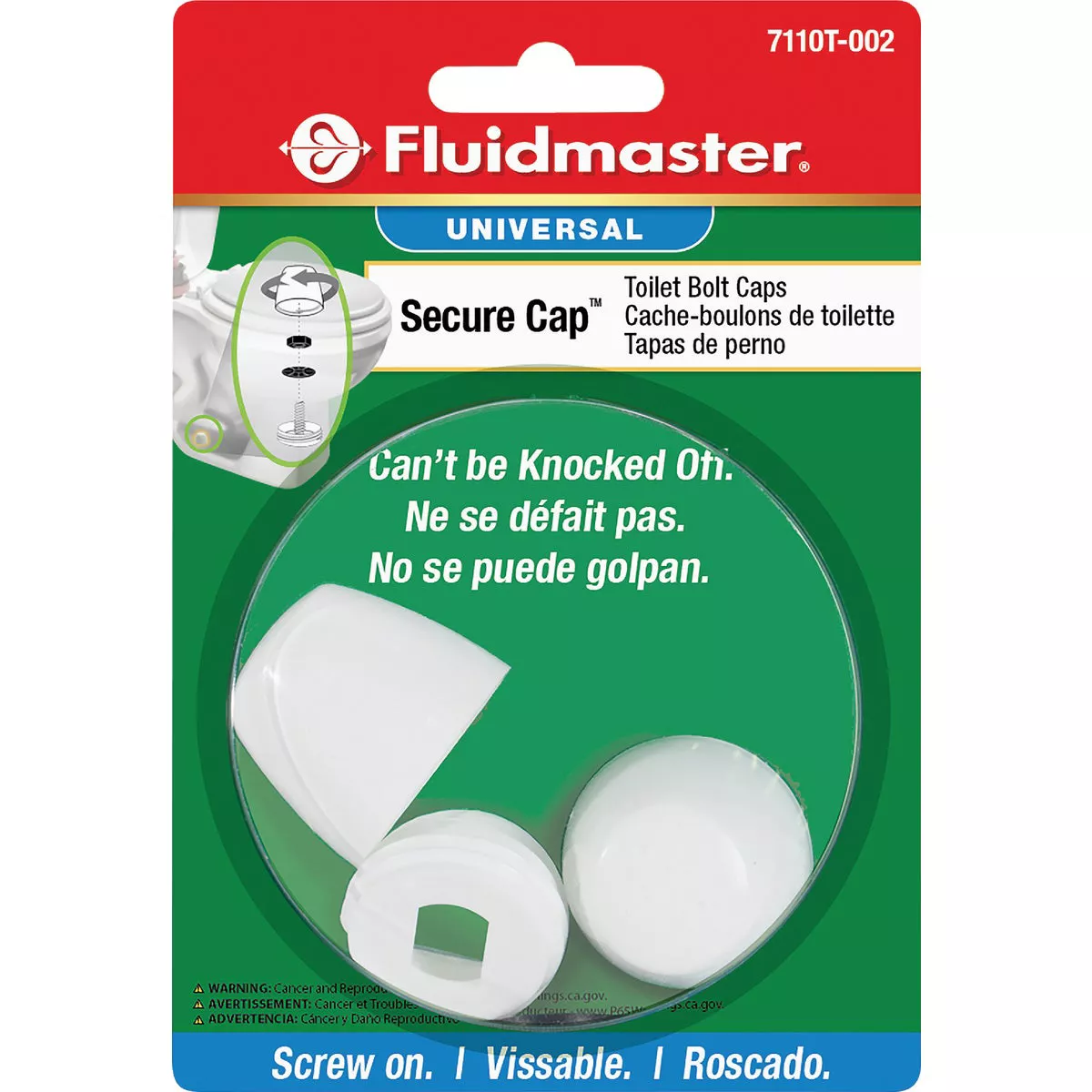 Fluidmaster Secure Cap White Plastic Screw-On Toilet Bolt Caps (2-Pack) - photo 2