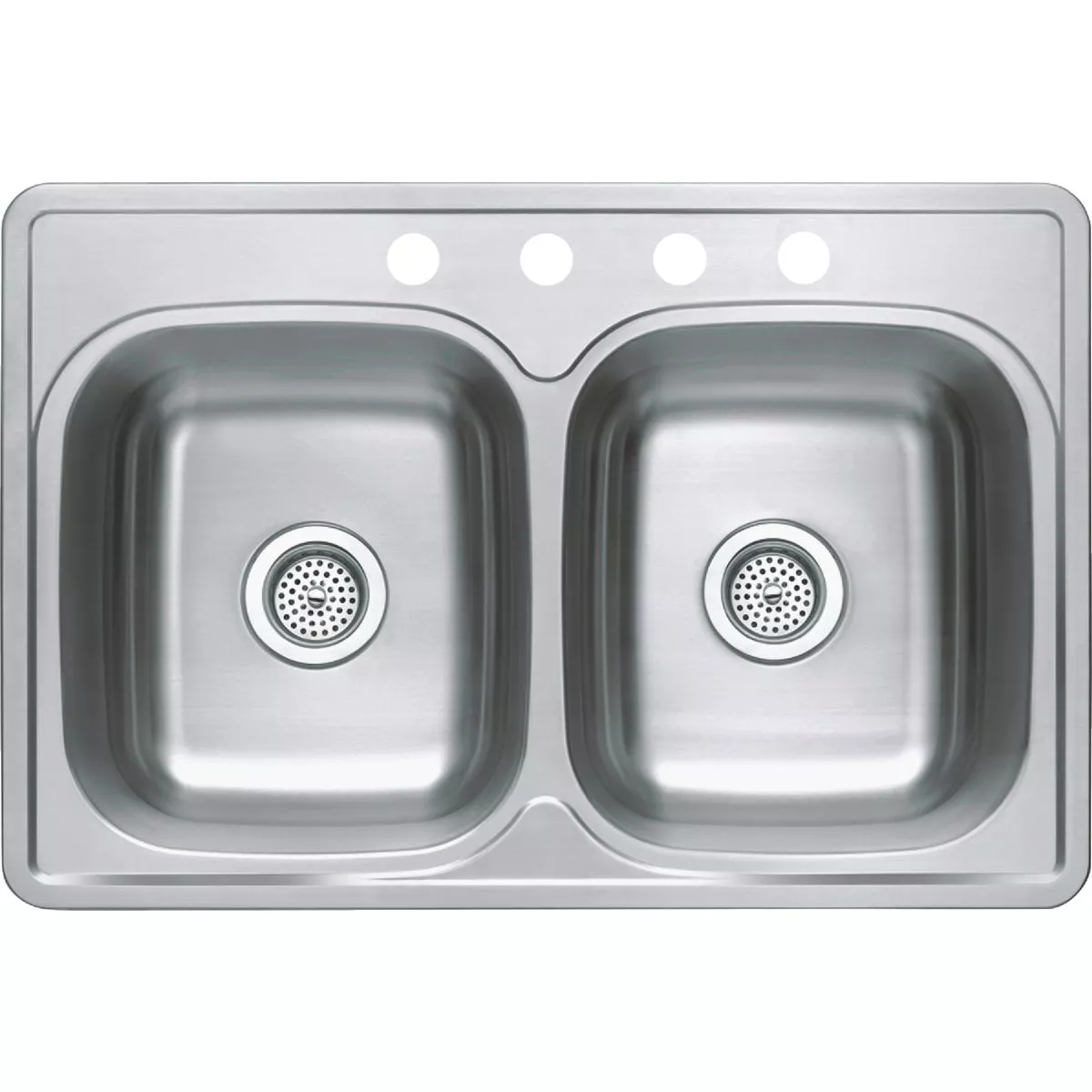 Compass Manufacturing 33 In. x 22 In. x 8 In. Double Bowl Top Mount 22 Ga. Kitchen Sink