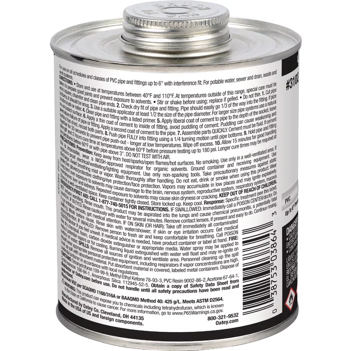 Oatey 32 Oz. Low Voc Medium Bodied Clear PVC Cement - photo 2