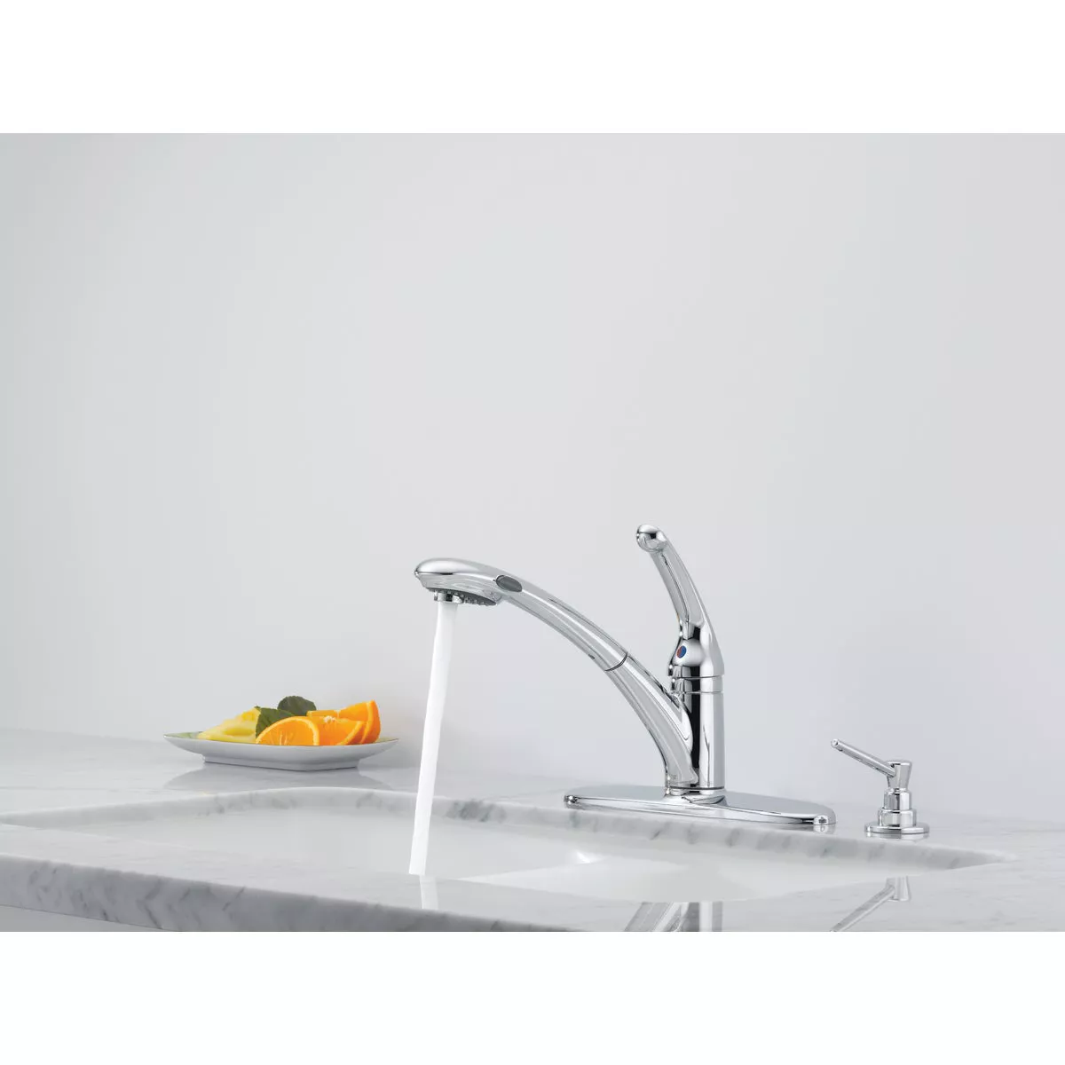 Delta Signature 1-Handle Lever Pull-Out Kitchen Faucet with Soap Dispenser, Chrome - photo 6