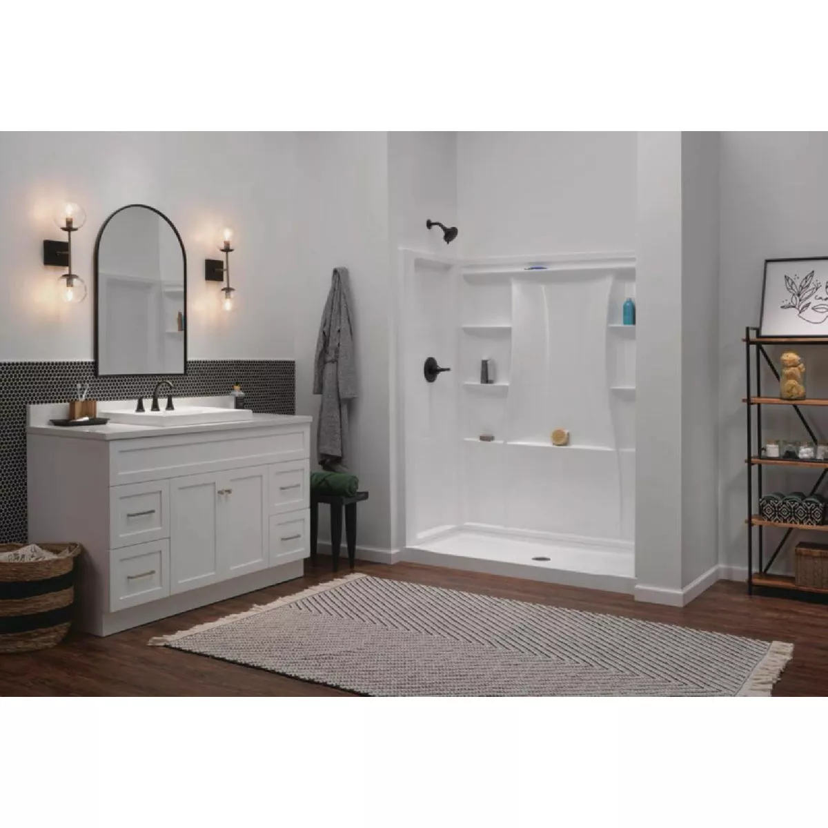 Delta Classic 500 60 In. x 73.25 In. x 30 In. Alcove Shower Wall Set, White (3-Piece) - photo 3
