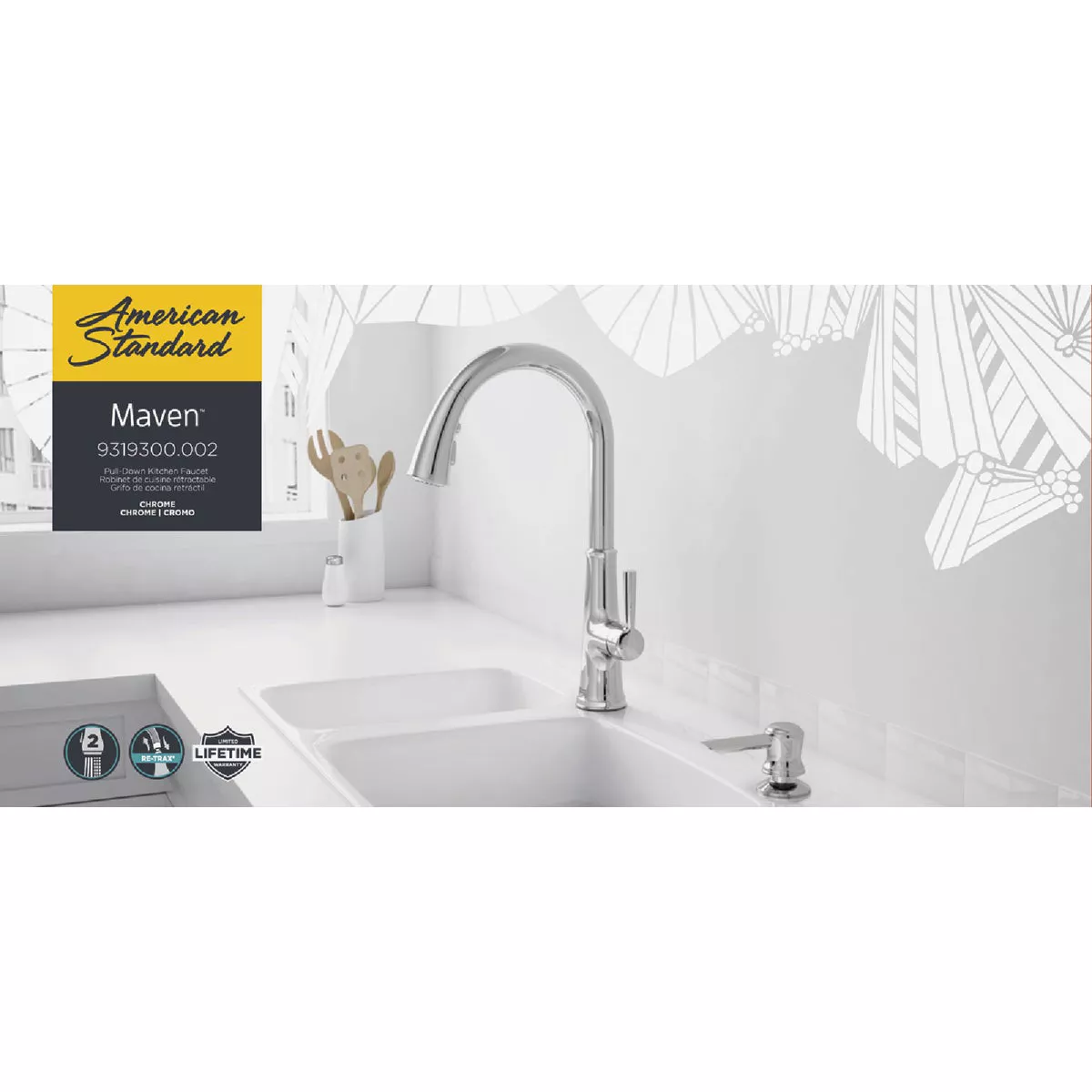 American Standard Maven 1-Handle Lever Pull-Down Kitchen Faucet with Soap Dispenser, Chrome - photo 8