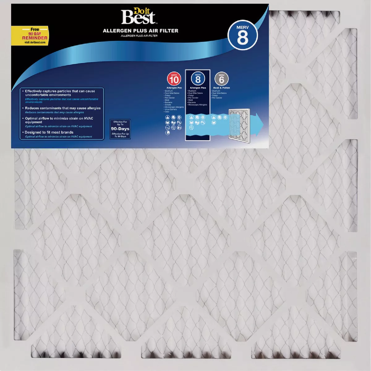 Do it Best 16 In. x 20 In. x 1 In. MERV 8 Furnace Filter (12-Pack)